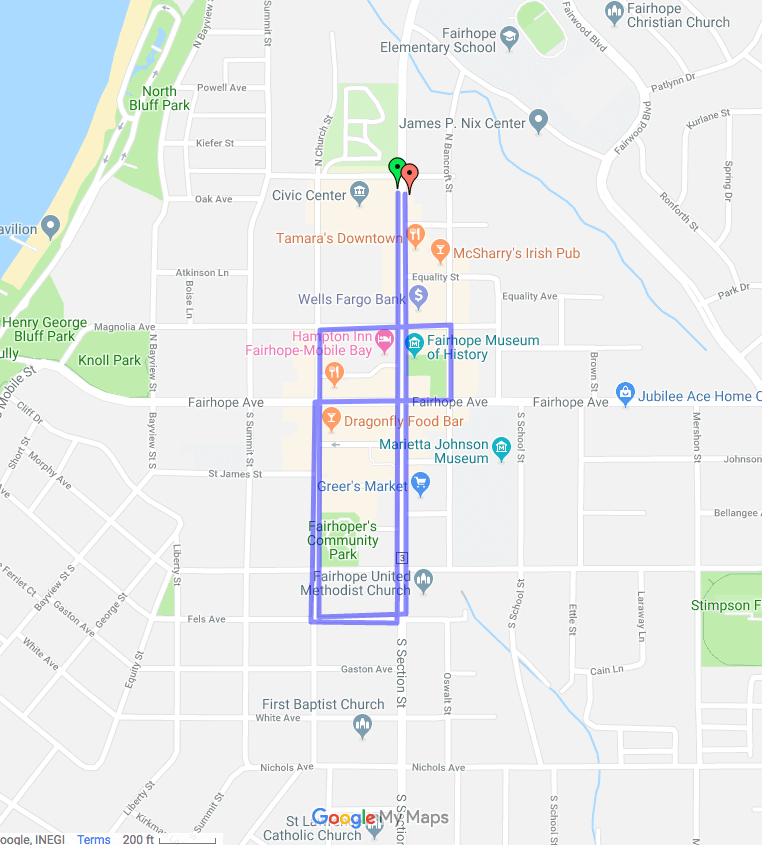Fairhope, AL Mardi Gras Parade Route Map