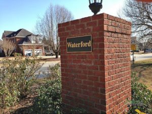 Waterford neighborhood sign in Foley, alabama